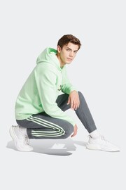 adidas Light Grey Sportswear Essentials Fleece 3-Stripes Tapered Cuff Joggers - Image 3 of 6