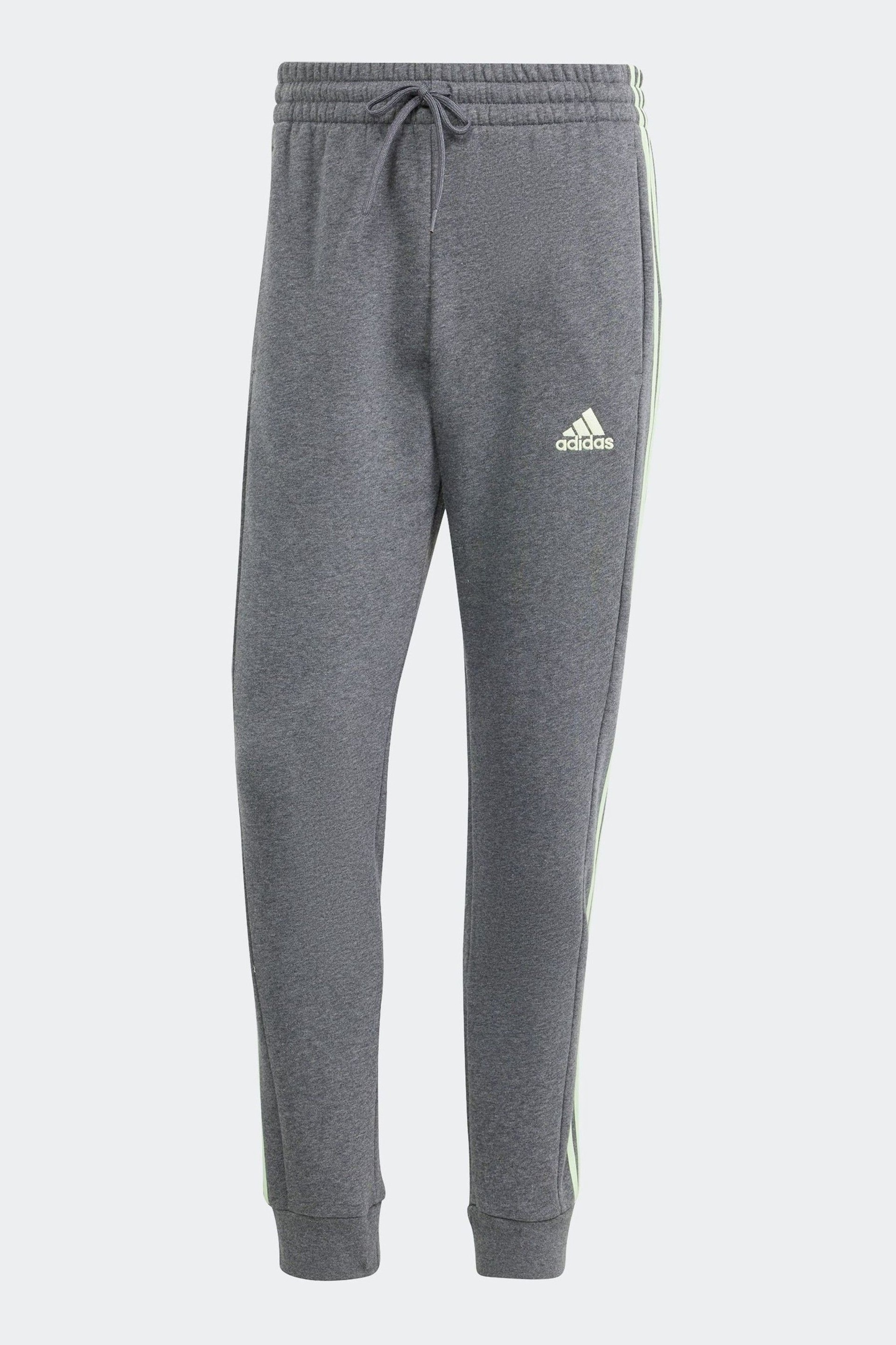 adidas Light Grey Sportswear Essentials Fleece 3-Stripes Tapered Cuff Joggers - Image 6 of 6