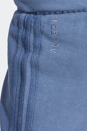 adidas Blue Sportswear All Szn French Terry 3-Stripes Garment Wash Shorts - Image 4 of 6