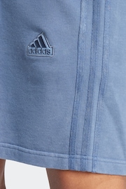 adidas Blue Sportswear All Szn French Terry 3-Stripes Garment Wash Shorts - Image 5 of 6
