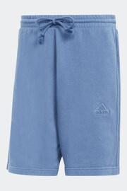 adidas Blue Sportswear All Szn French Terry 3-Stripes Garment Wash Shorts - Image 6 of 6