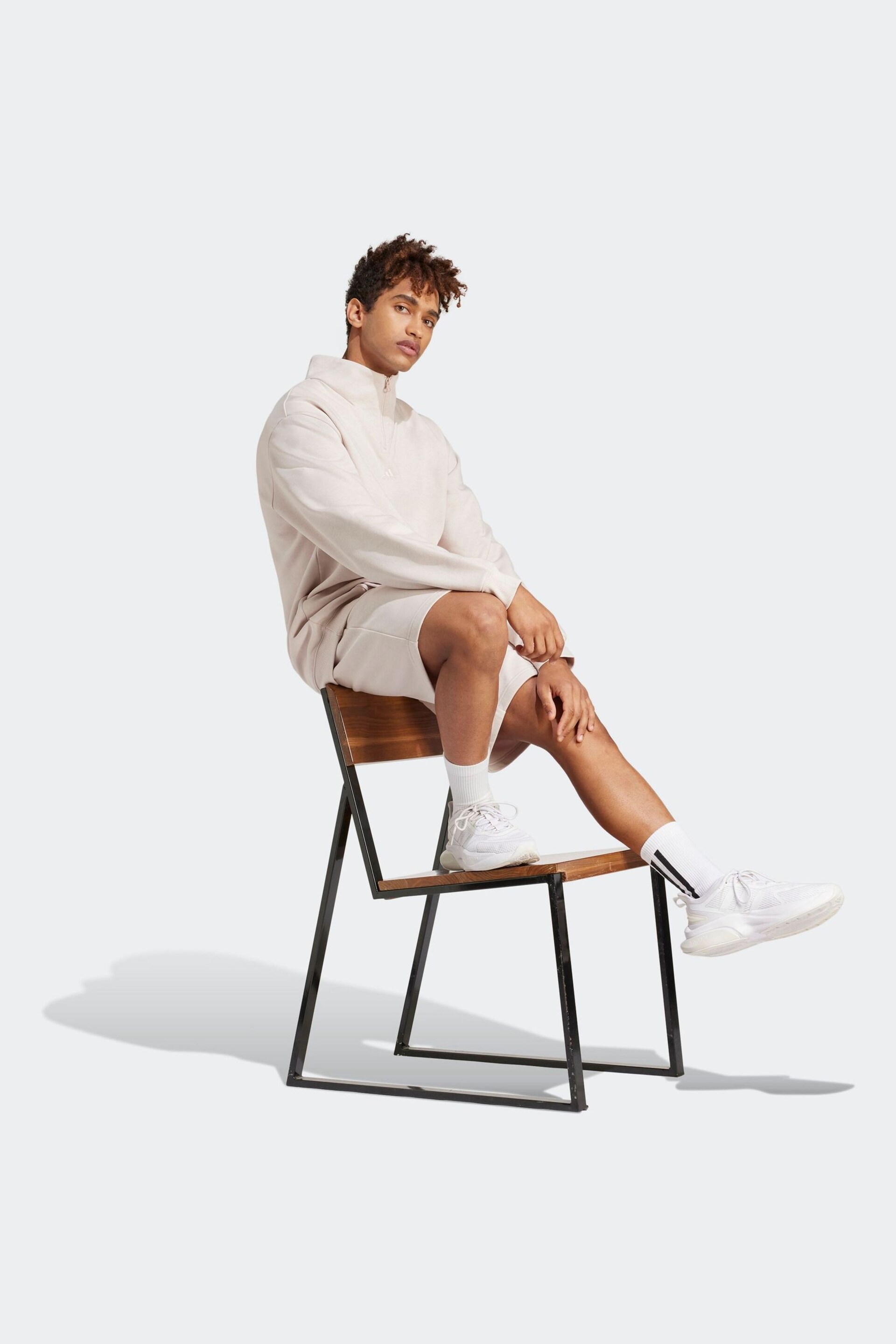 adidas Cream Sportswear All Szn Fleece Shorts - Image 3 of 6