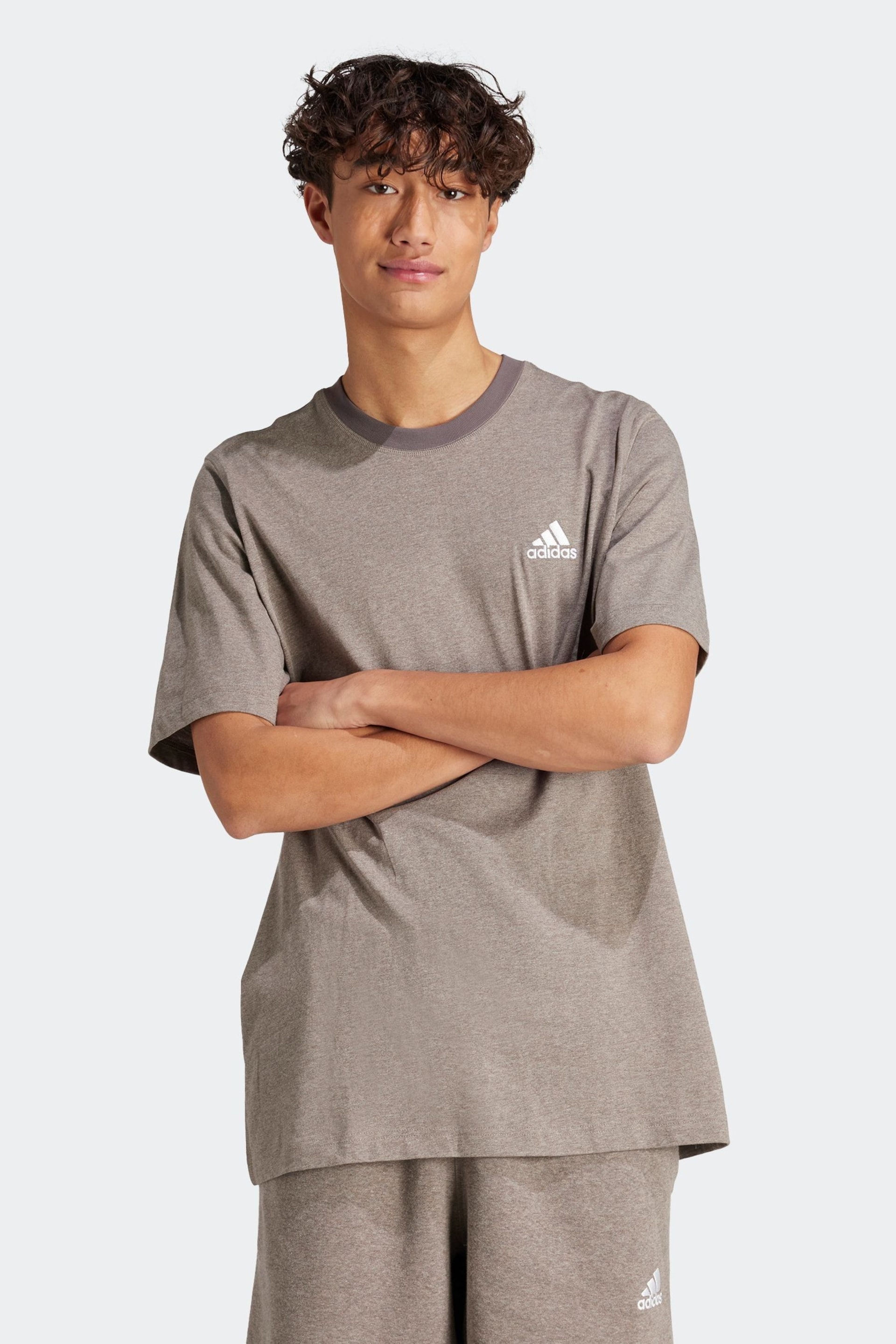Adidas Grey Sportswear Seasonal Essentials Mélange T-Shirt - Image 1 of 8