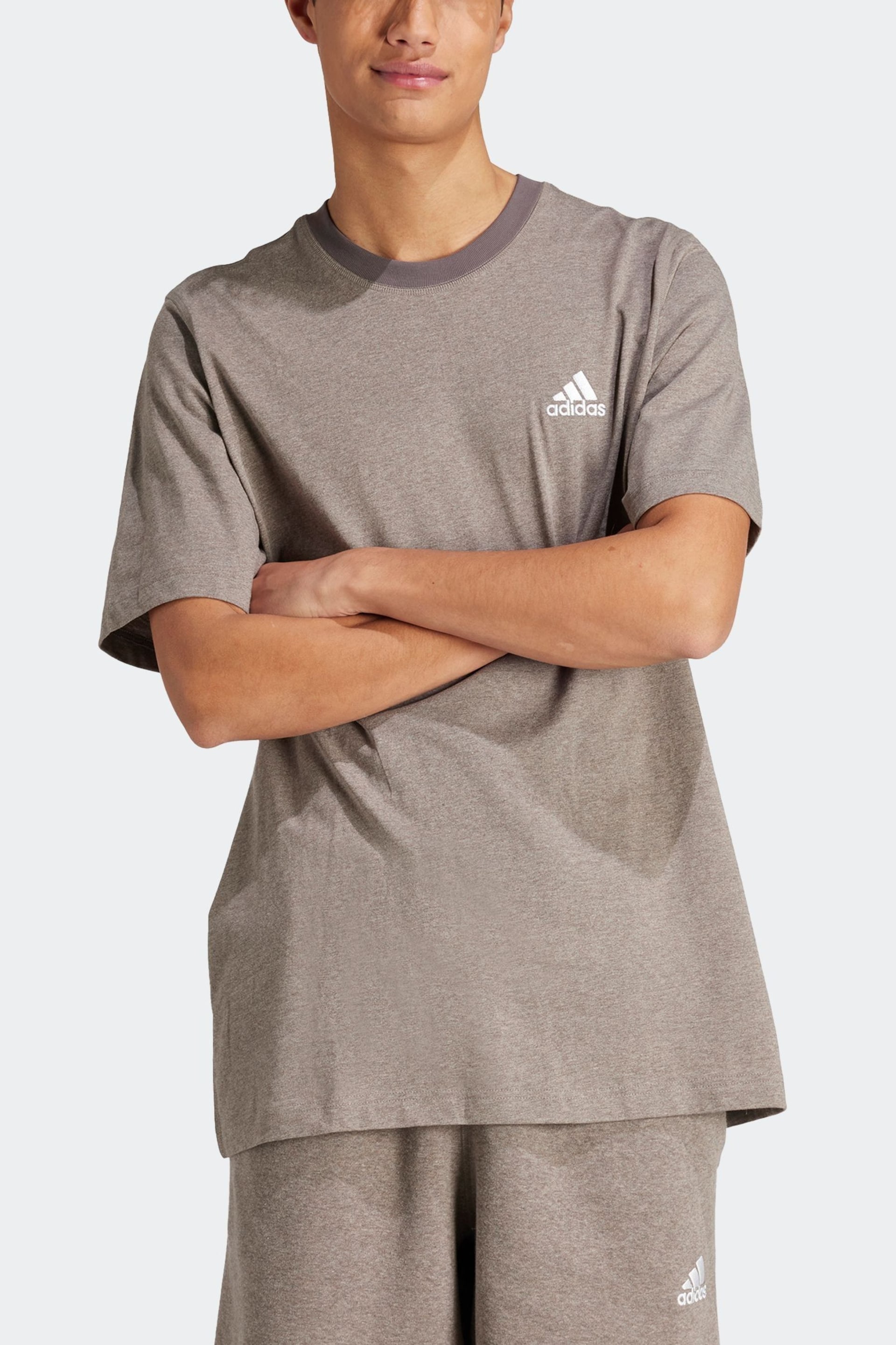 Adidas Grey Sportswear Seasonal Essentials Mélange T-Shirt - Image 3 of 8