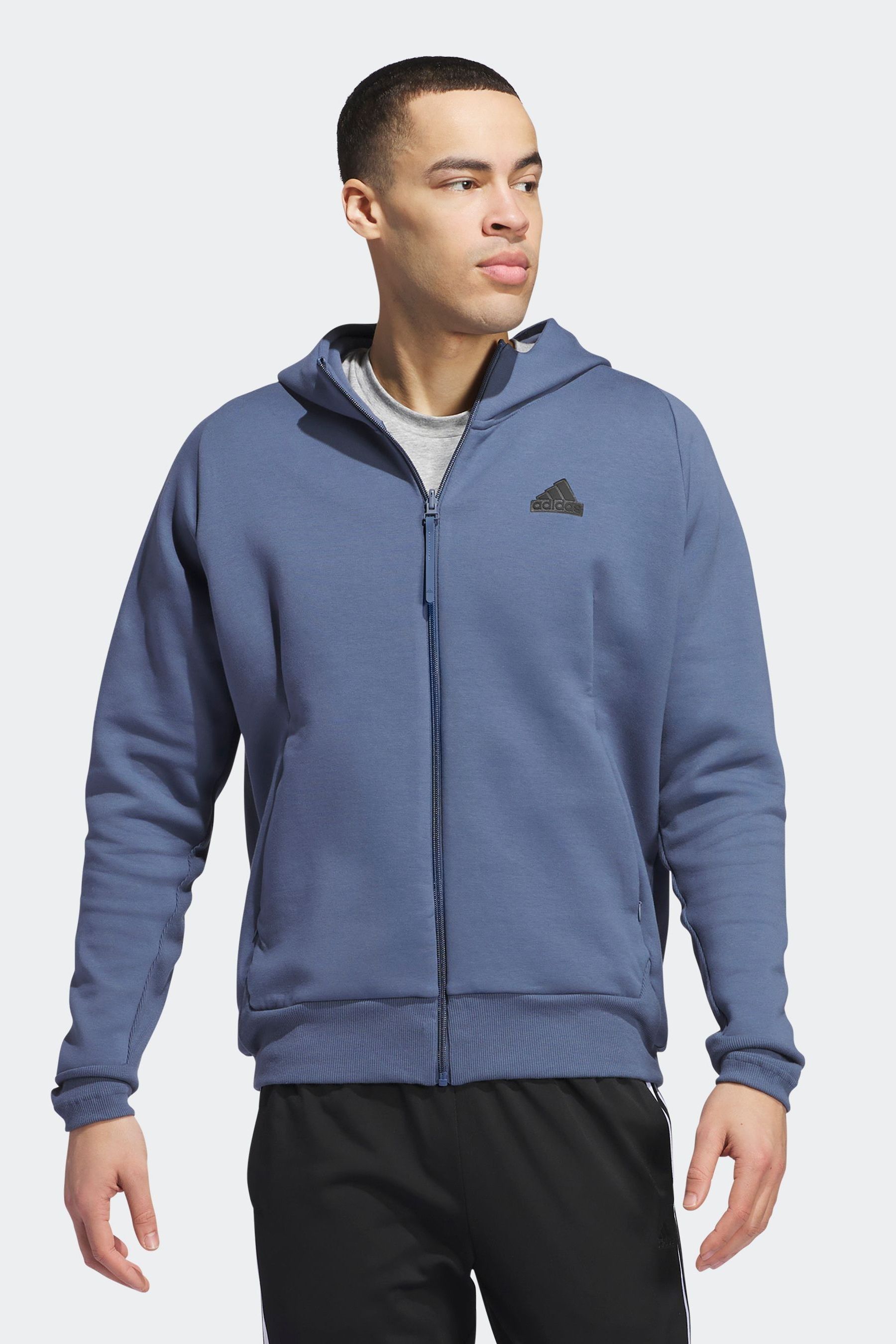 Blue adidas zip up hoodie hotsell