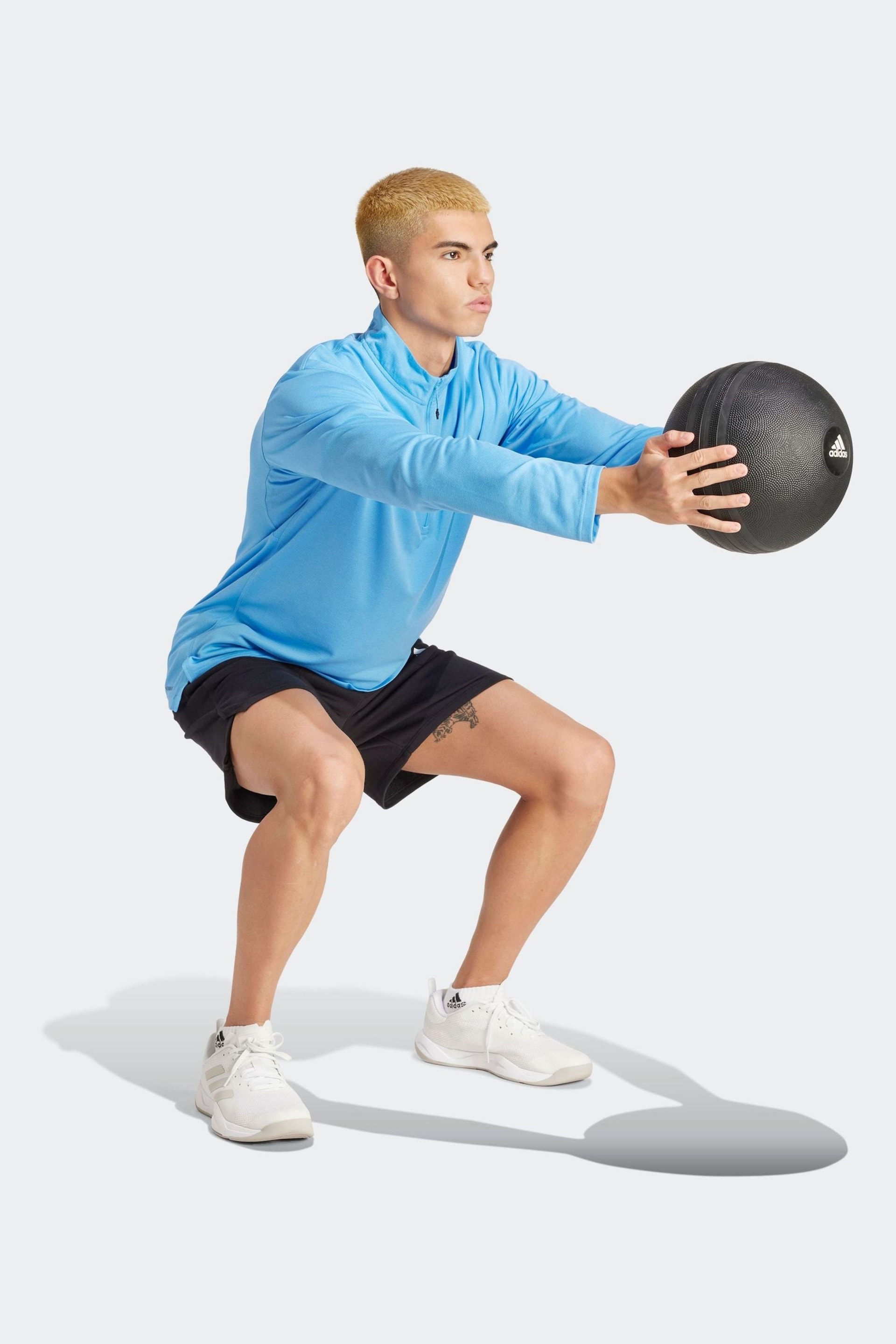 adidas Blue Train Essentials Training 1/4-Zip Long Sleeve Sweatshirt - Image 2 of 7