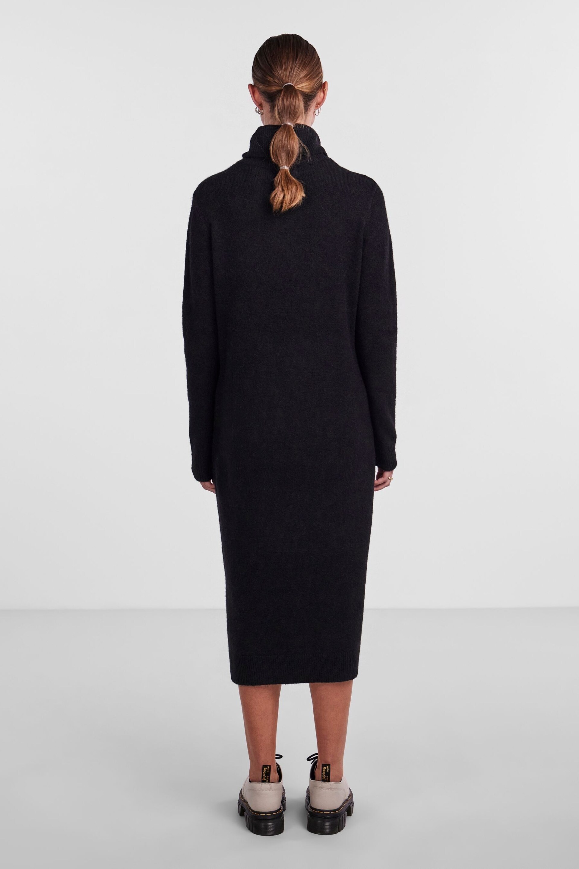 PIECES Black Roll Neck Knitted Midi Jumper Dress - Image 2 of 5