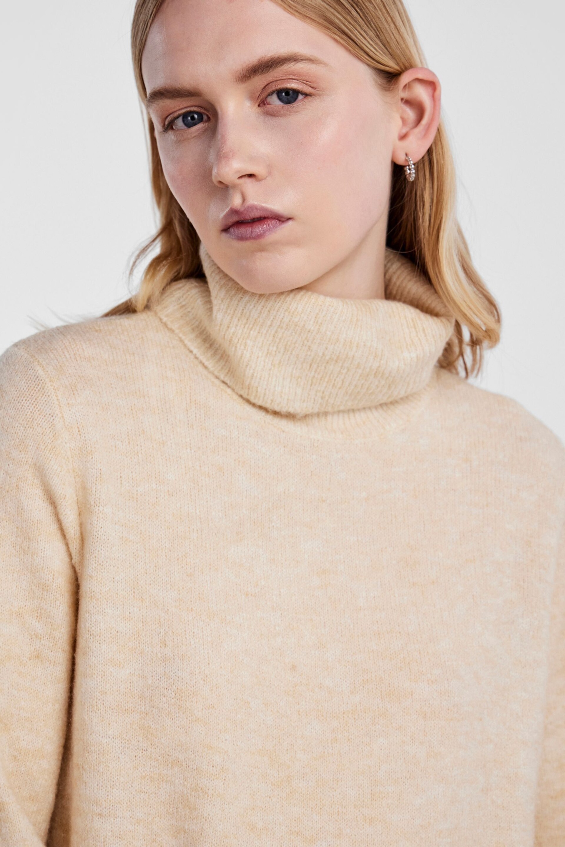 PIECES Cream Roll Neck Knitted Midi Jumper Dress - Image 4 of 5
