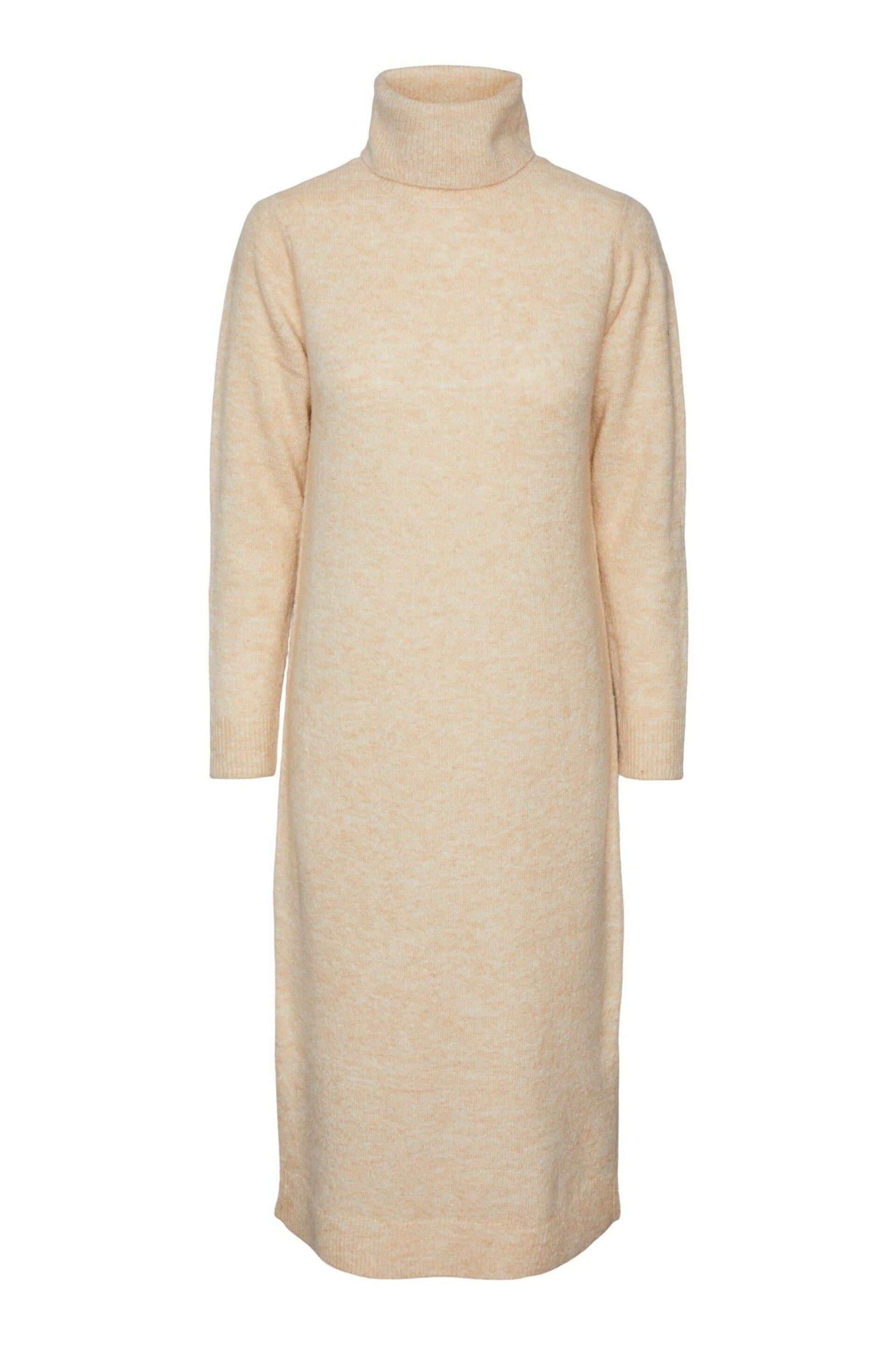 PIECES Cream Roll Neck Knitted Midi Jumper Dress - Image 5 of 5