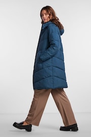 Blue Padded Hooded Longline Coat - Image 4 of 6