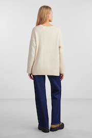 PIECES Cream Oversized Round Neck Longline Jumper - Image 2 of 5