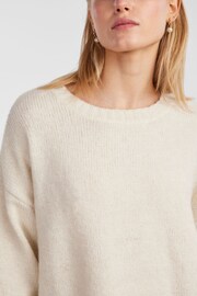 PIECES Cream Oversized Round Neck Longline Jumper - Image 4 of 5