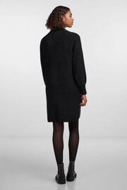 PIECES Black High Neck Knitted Balloon Sleeve Jumper Dress - Image 2 of 5
