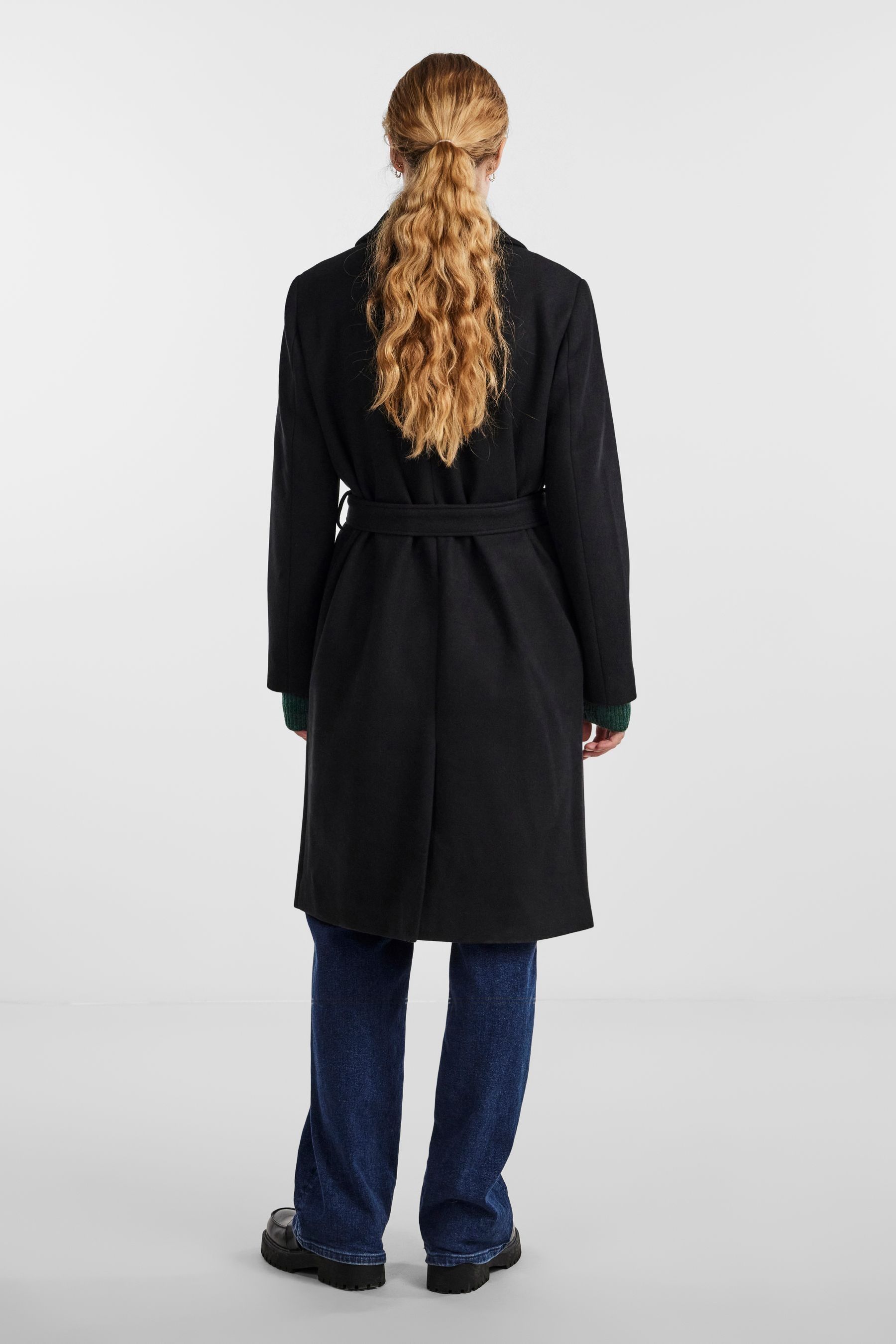 Black tie up coat top