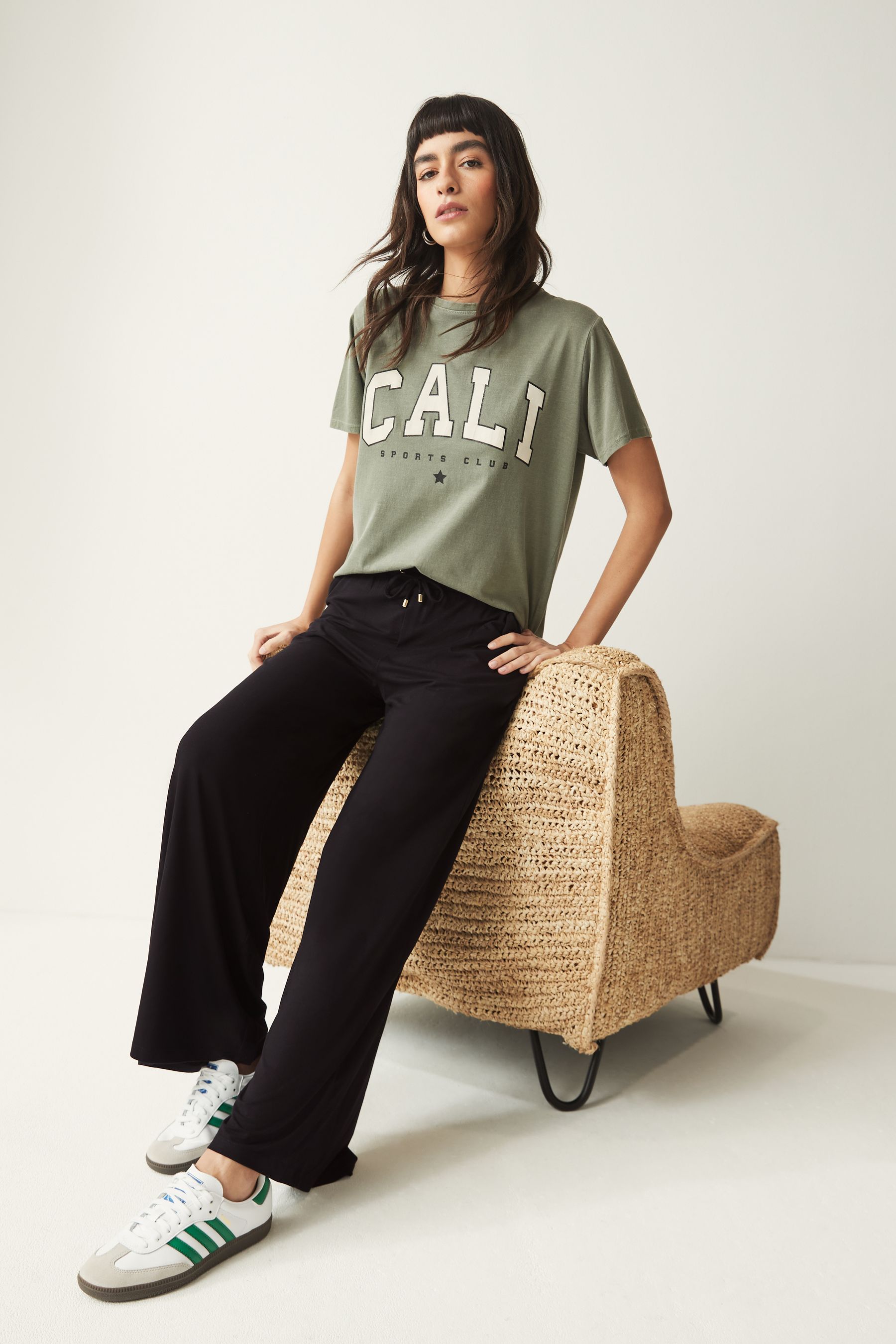 Buy Black Jersey Wide Leg Trousers from the Next UK online shop
