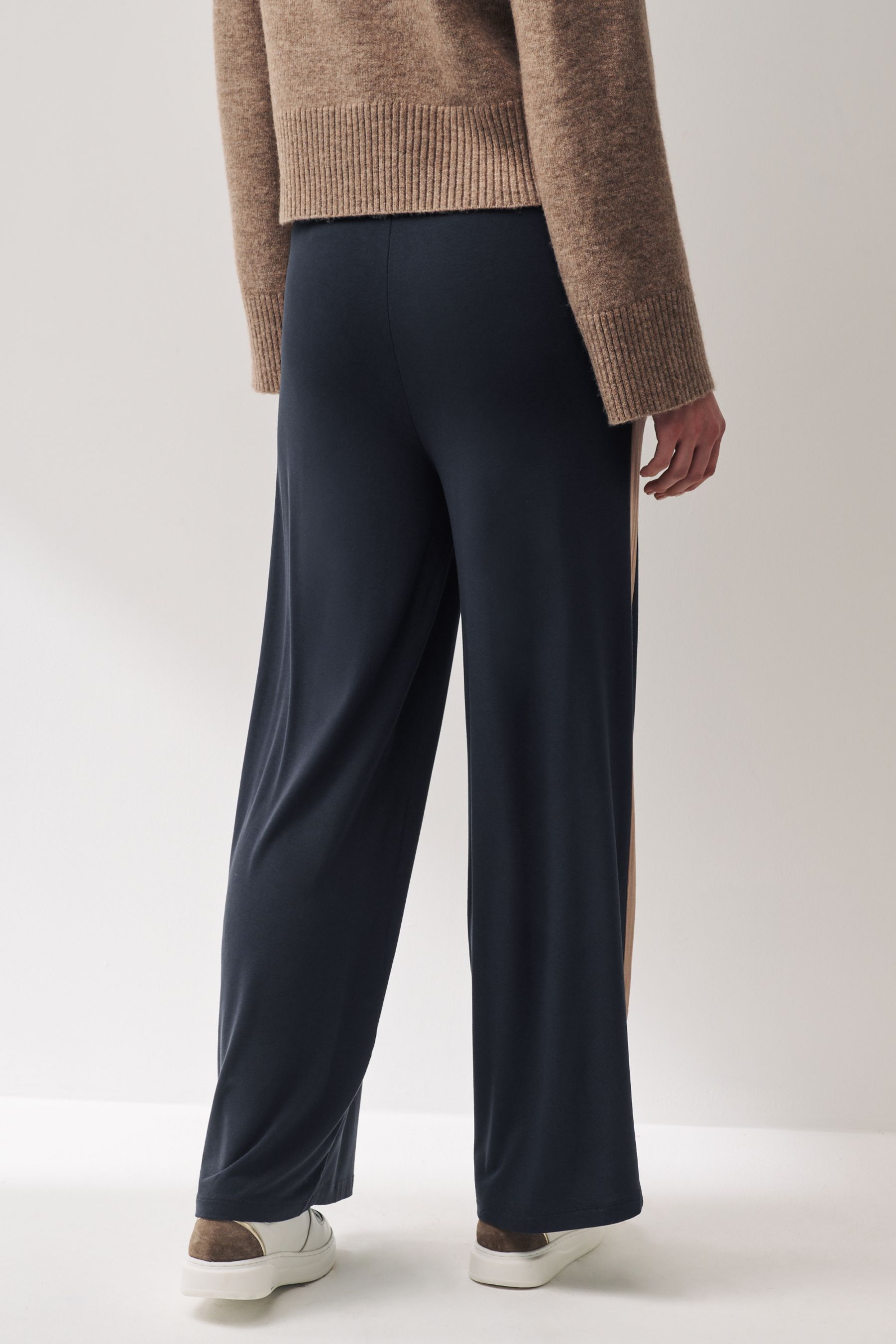 Buy Navy Jersey Wide Leg Trousers from the Next UK online shop
