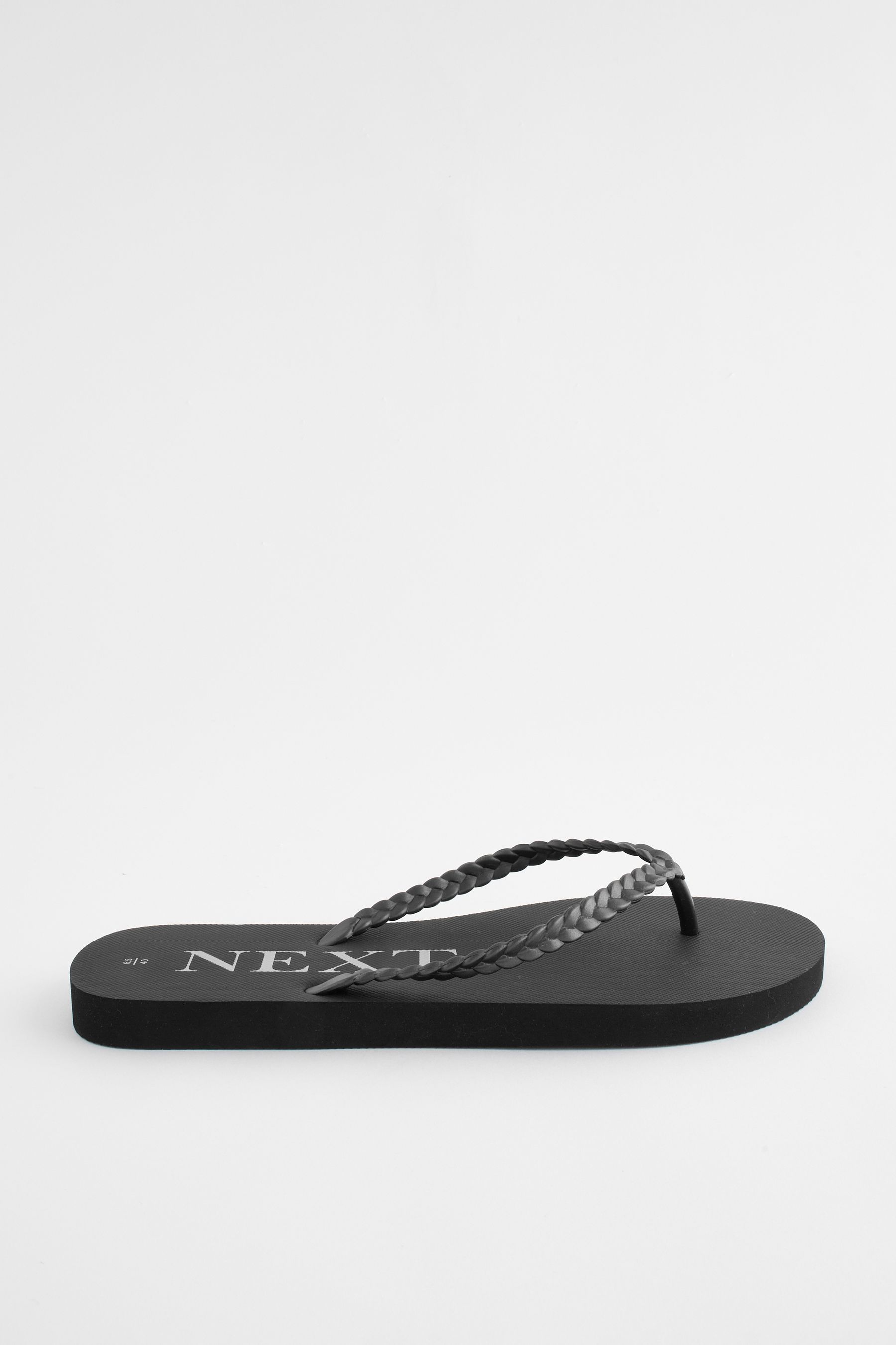 Buy Black Pearlised Plaited Flip Flops from the Next UK online shop