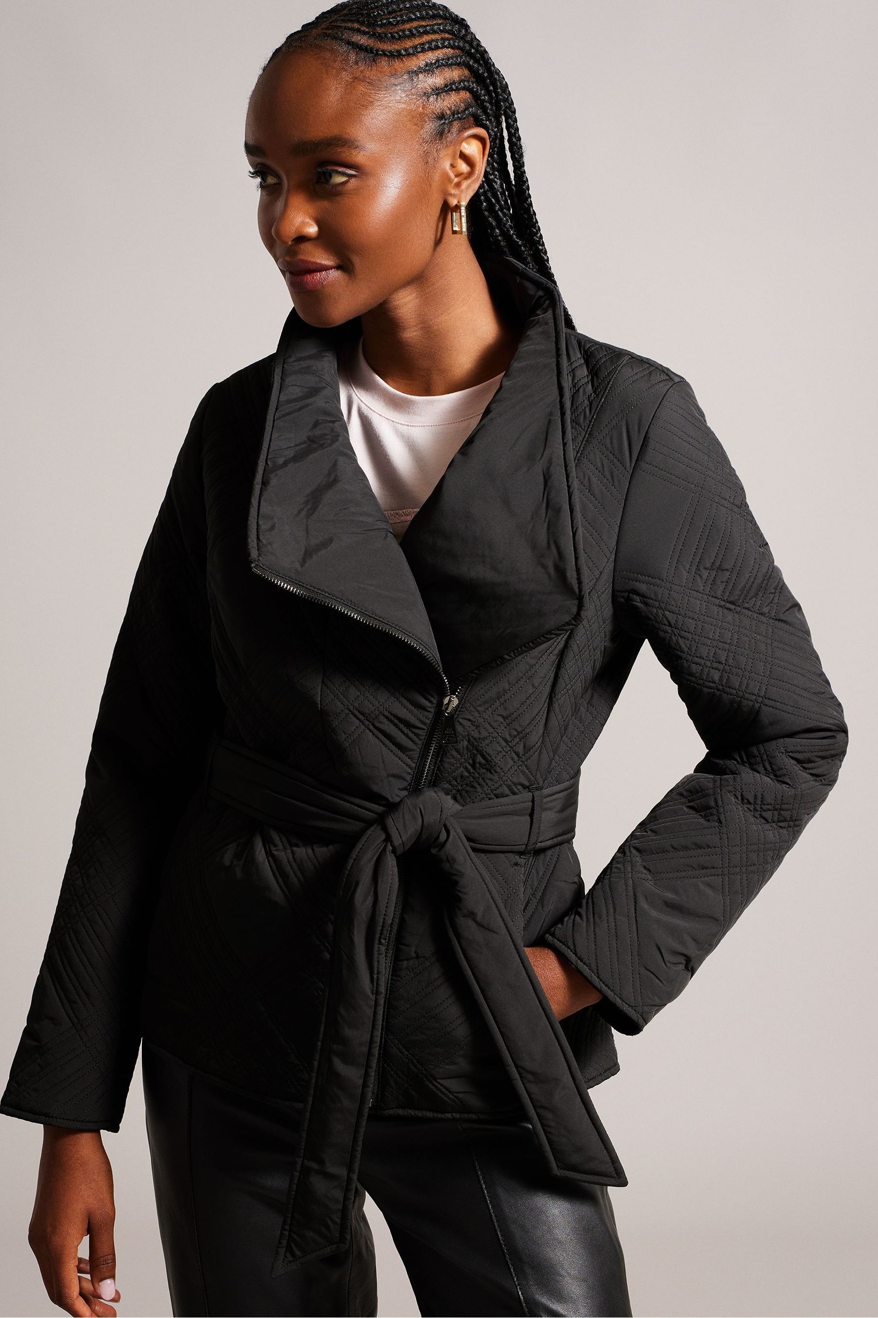 Buy Ted Baker Black Rosemia Padded Short Wrap Coat from Next Luxembourg