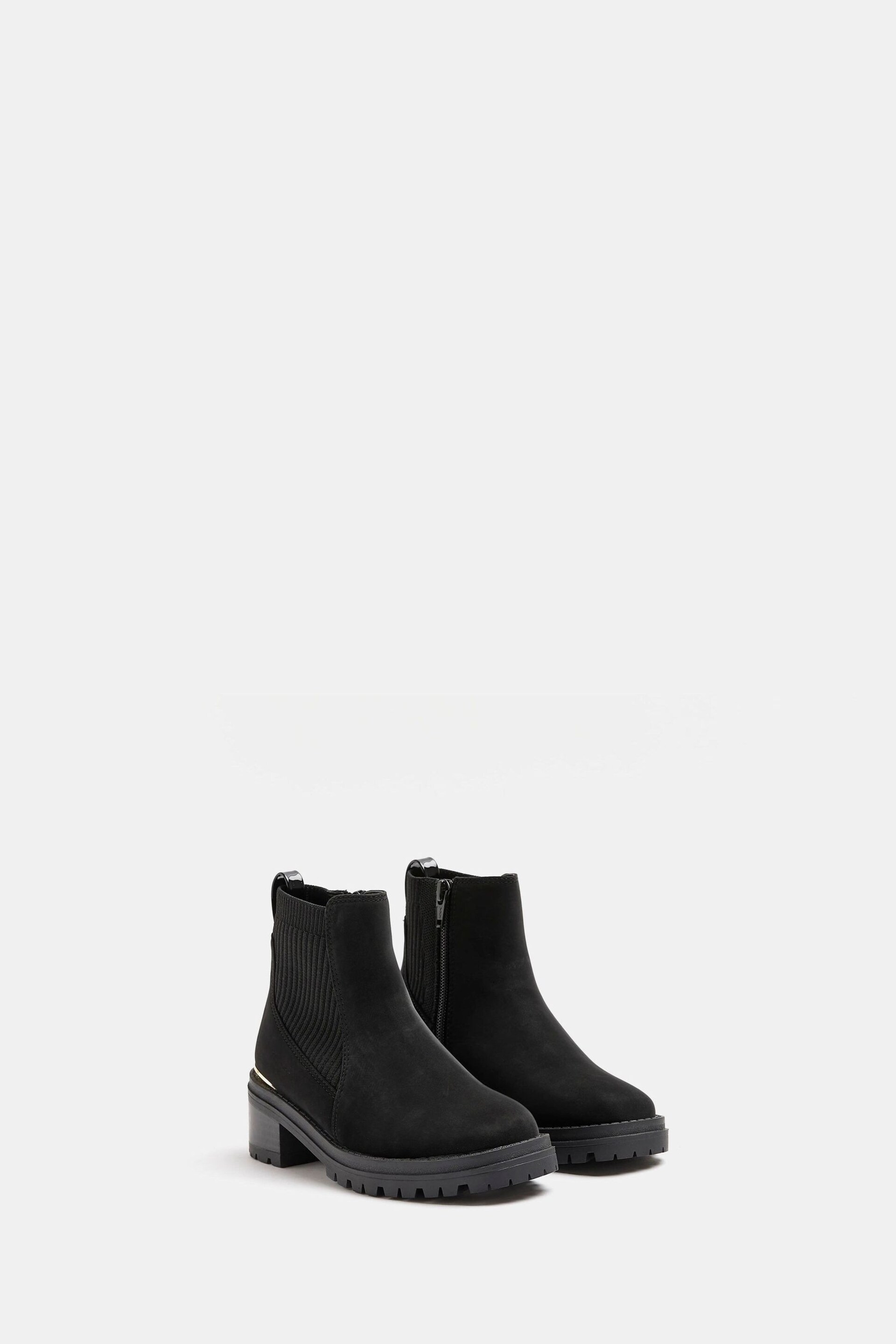 River Island Black Sock Heeled Boots - Image 2 of 4