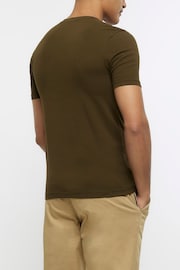 River Island Khaki Green Muscle Fit T-Shirt - Image 2 of 5