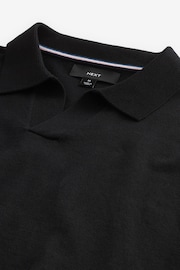 Black Knitted Regular Fit Trophy Polo Shirt - Image 6 of 7