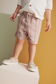 Rust Stripe Linen Blend Pull-On Shorts (3mths-7yrs) - Image 1 of 8