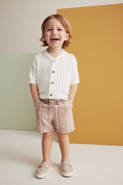 Rust Stripe Linen Blend Pull-On Shorts (3mths-7yrs) - Image 2 of 8