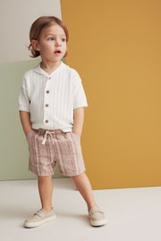 Rust Stripe Linen Blend Pull-On Shorts (3mths-7yrs) - Image 4 of 8