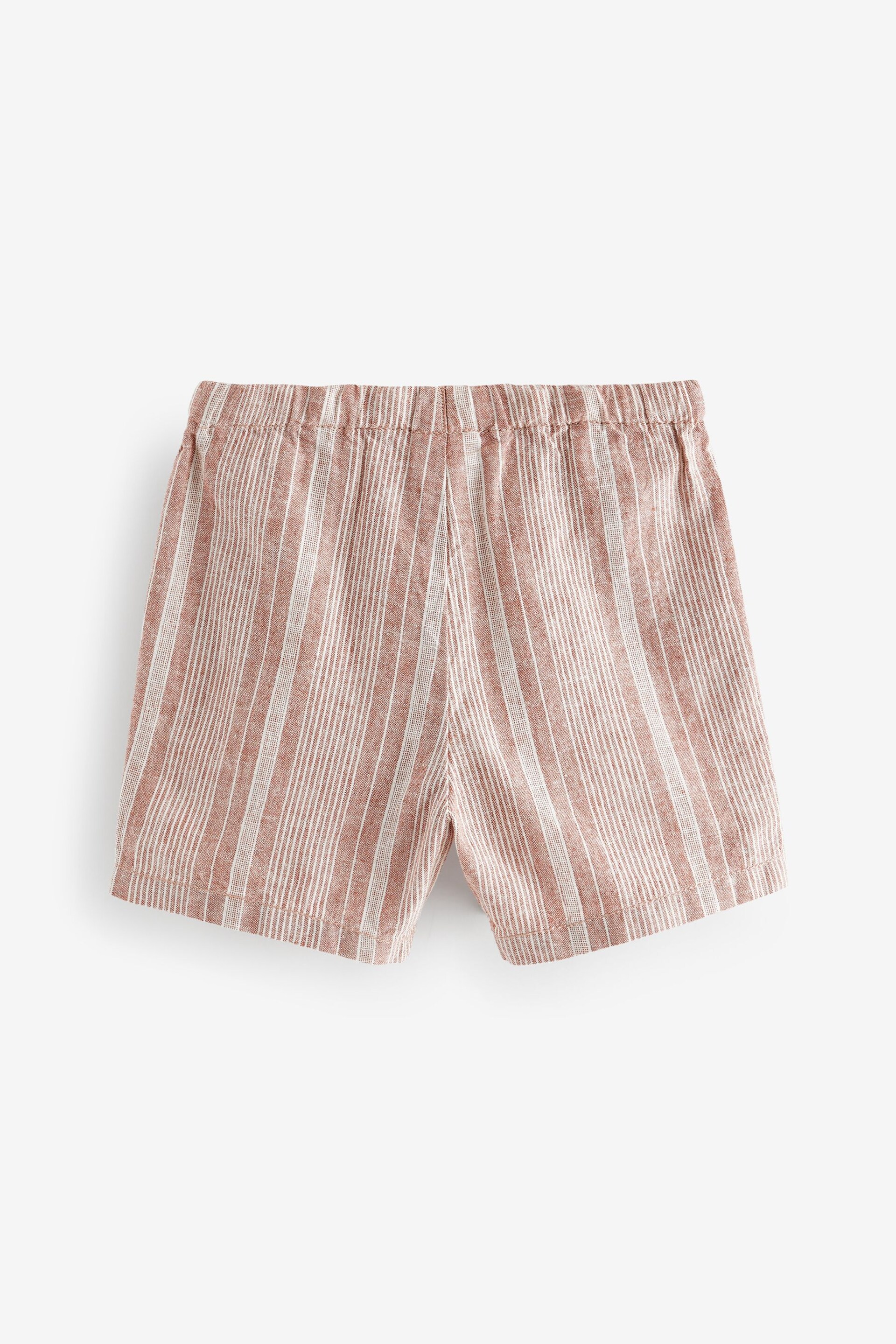 Rust Stripe Linen Blend Pull-On Shorts (3mths-7yrs) - Image 6 of 8