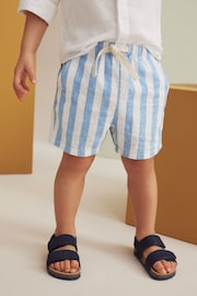 Blue Stripe Linen Blend Pull-On Shorts (3mths-7yrs) - Image 1 of 7