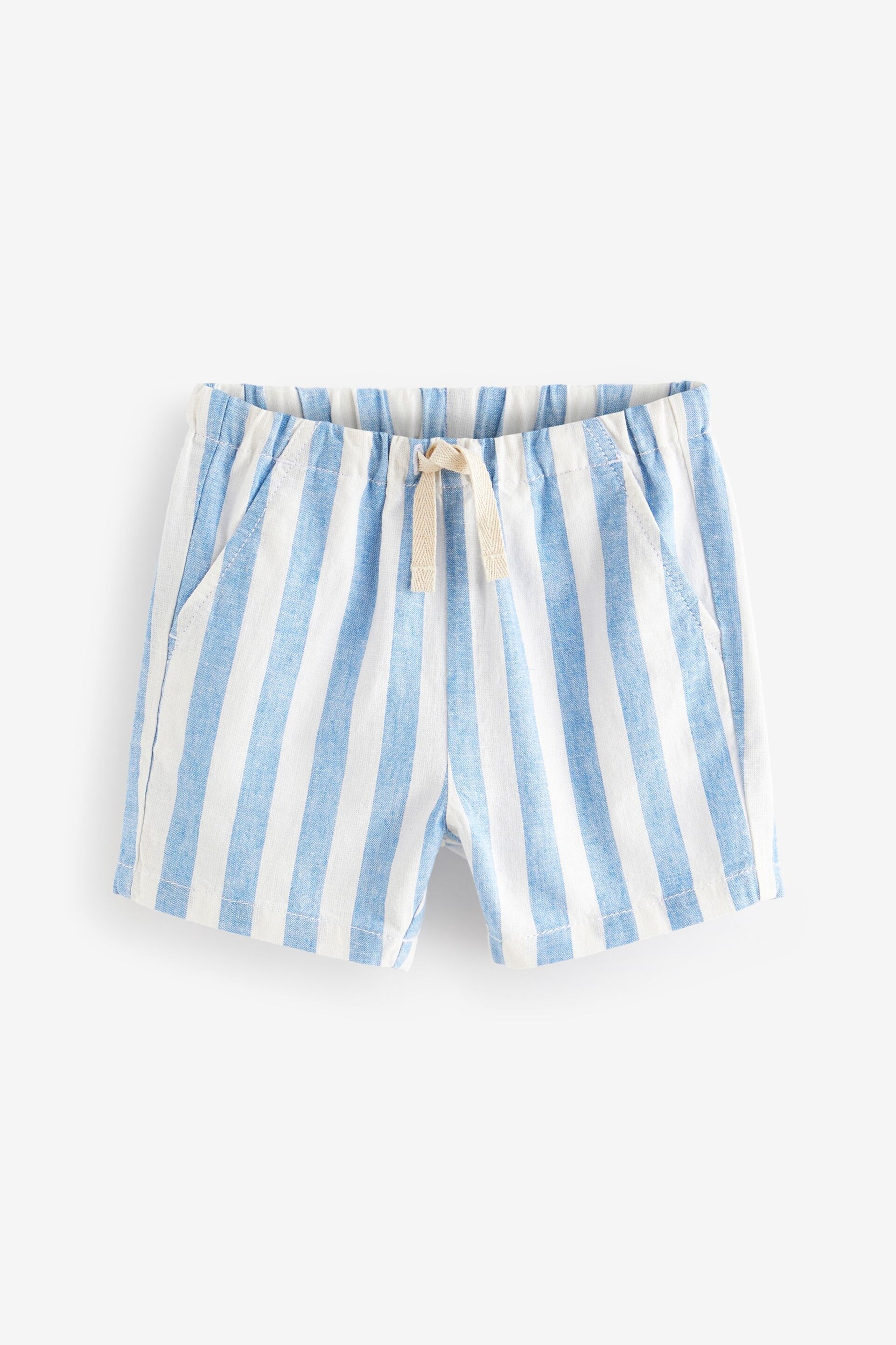 Blue Stripe Linen Blend Pull-On Shorts (3mths-7yrs) - Image 5 of 7