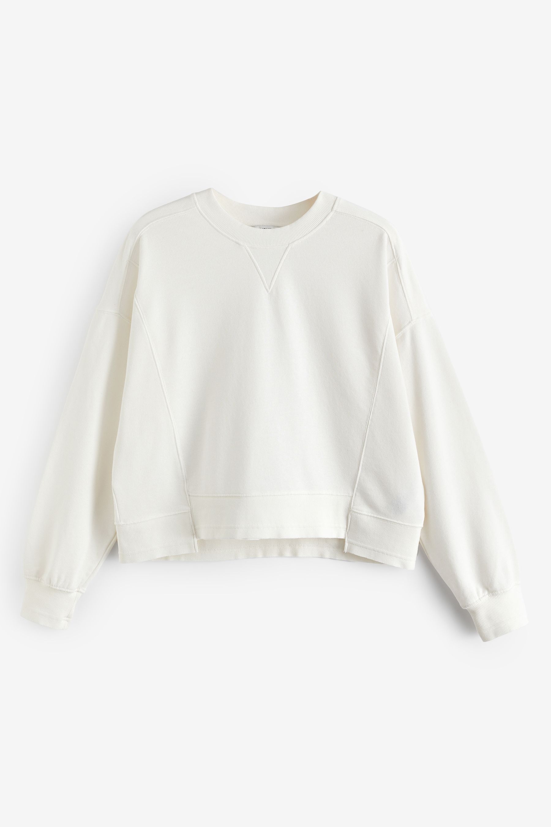 Buy White Raw Hem Detail Washed Crew Neck 100 Cotton Sweatshirt from the Next UK online shop