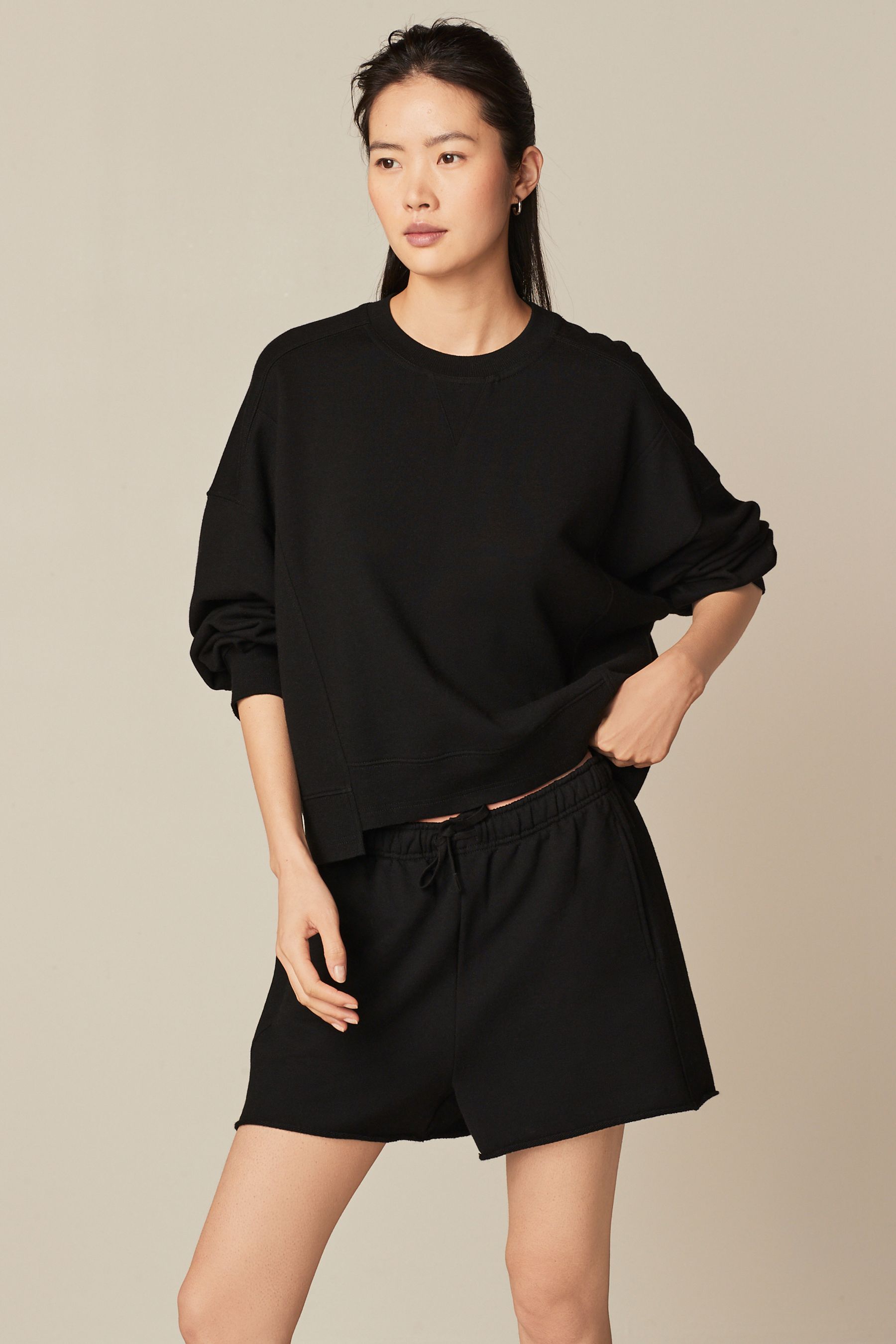 Washed crew neck sweatshirt deals