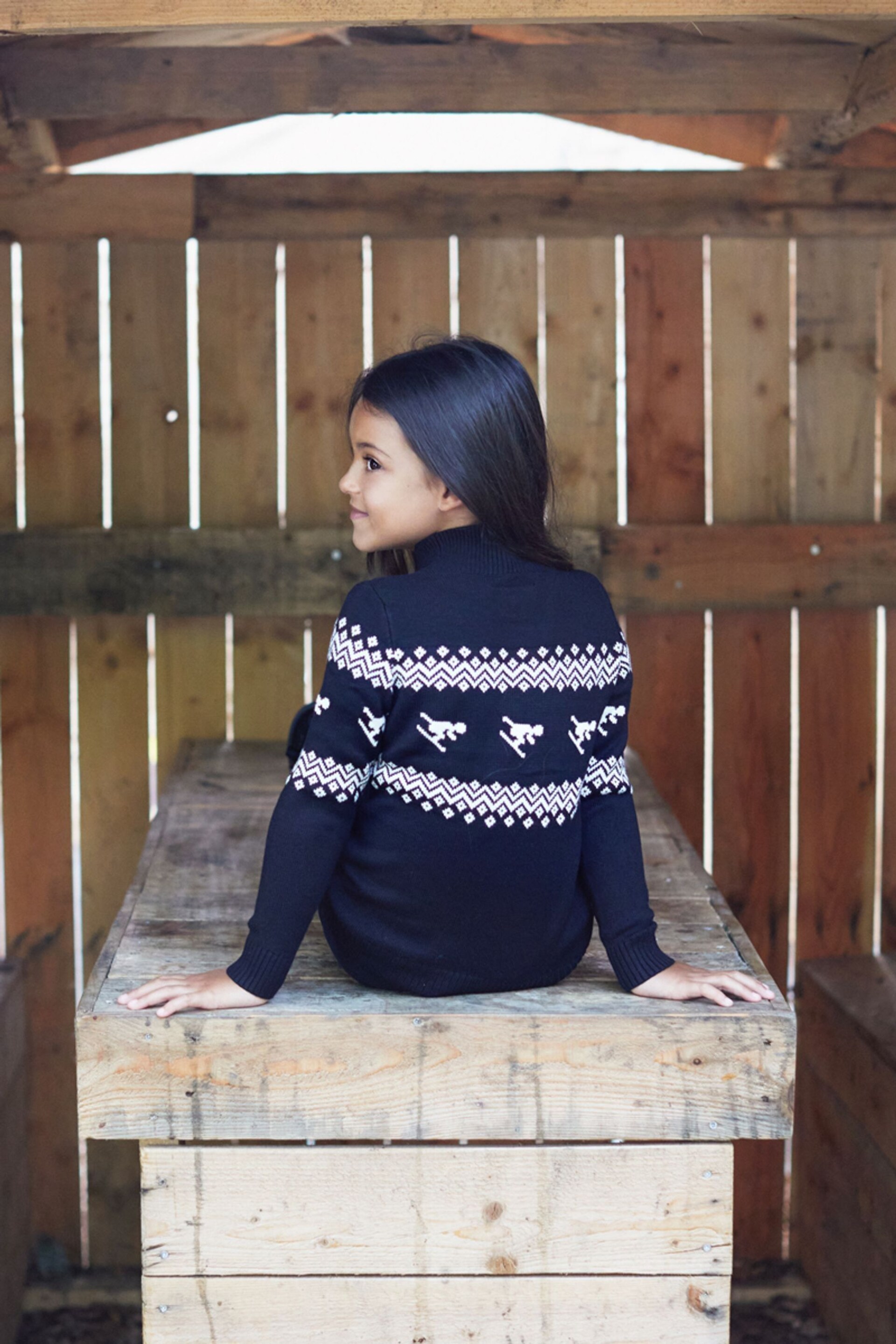 The Little Tailor Kids Cream Slim Fit Ski Design Knitted Christmas Jumper - Image 2 of 6