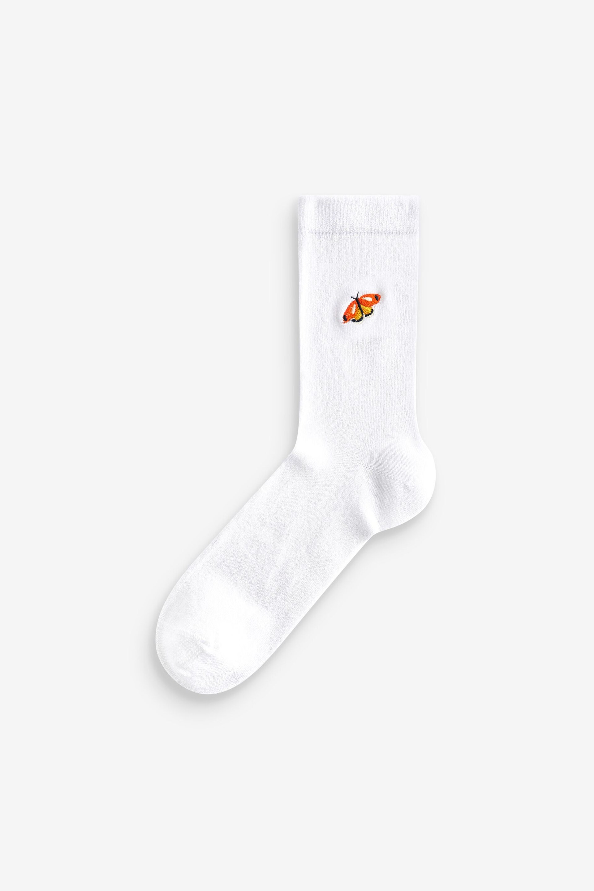 White Embroidered Motif Ankle Socks 4 Pack - Image 3 of 6
