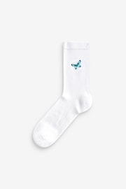 White Embroidered Motif Ankle Socks 4 Pack - Image 6 of 6
