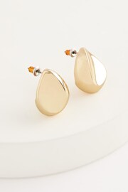 Gold Tone Pebble Stud Earrings - Image 5 of 5