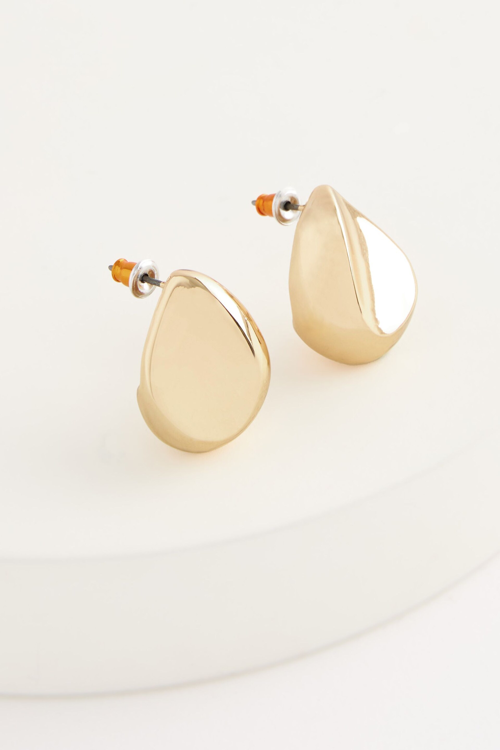 Gold Tone Pebble Stud Earrings - Image 5 of 5