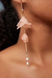 Pink Petal Drop Longline Earrings - Image 4 of 5