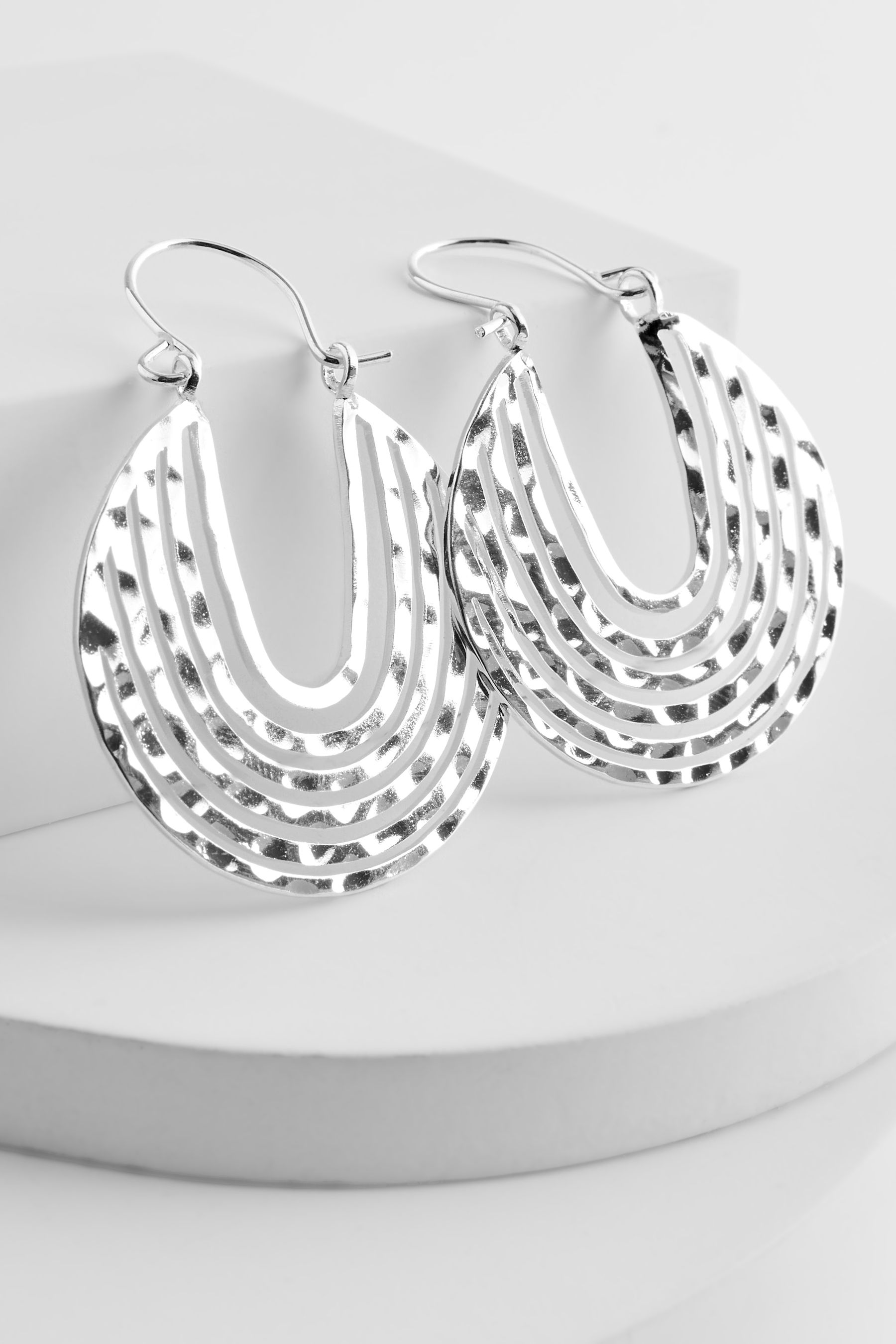 Buy Silver Tone Hammered Hoop Earrings from the Next UK online shop