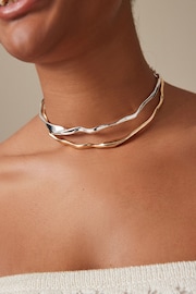 Gold/Silver Tone Wavy Torque Choker 2 Pack - Image 1 of 4