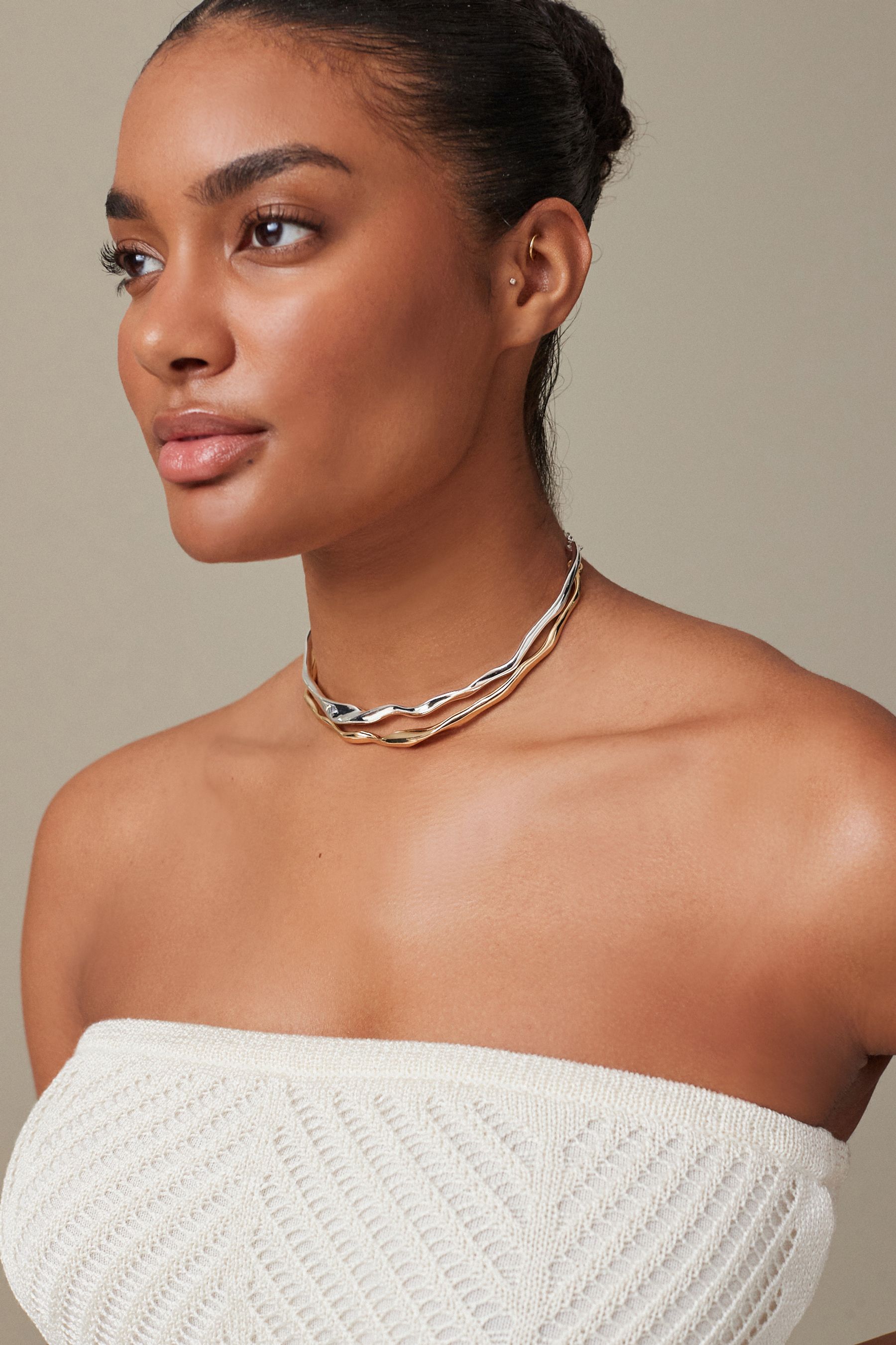 Buy Gold Silver Tone Wavy Torque Choker 2 Pack from the Next UK online shop