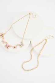 Gold Tone Butterfly Statement Necklace - Image 4 of 5