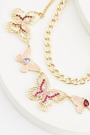 Gold Tone Butterfly Statement Necklace - Image 5 of 5