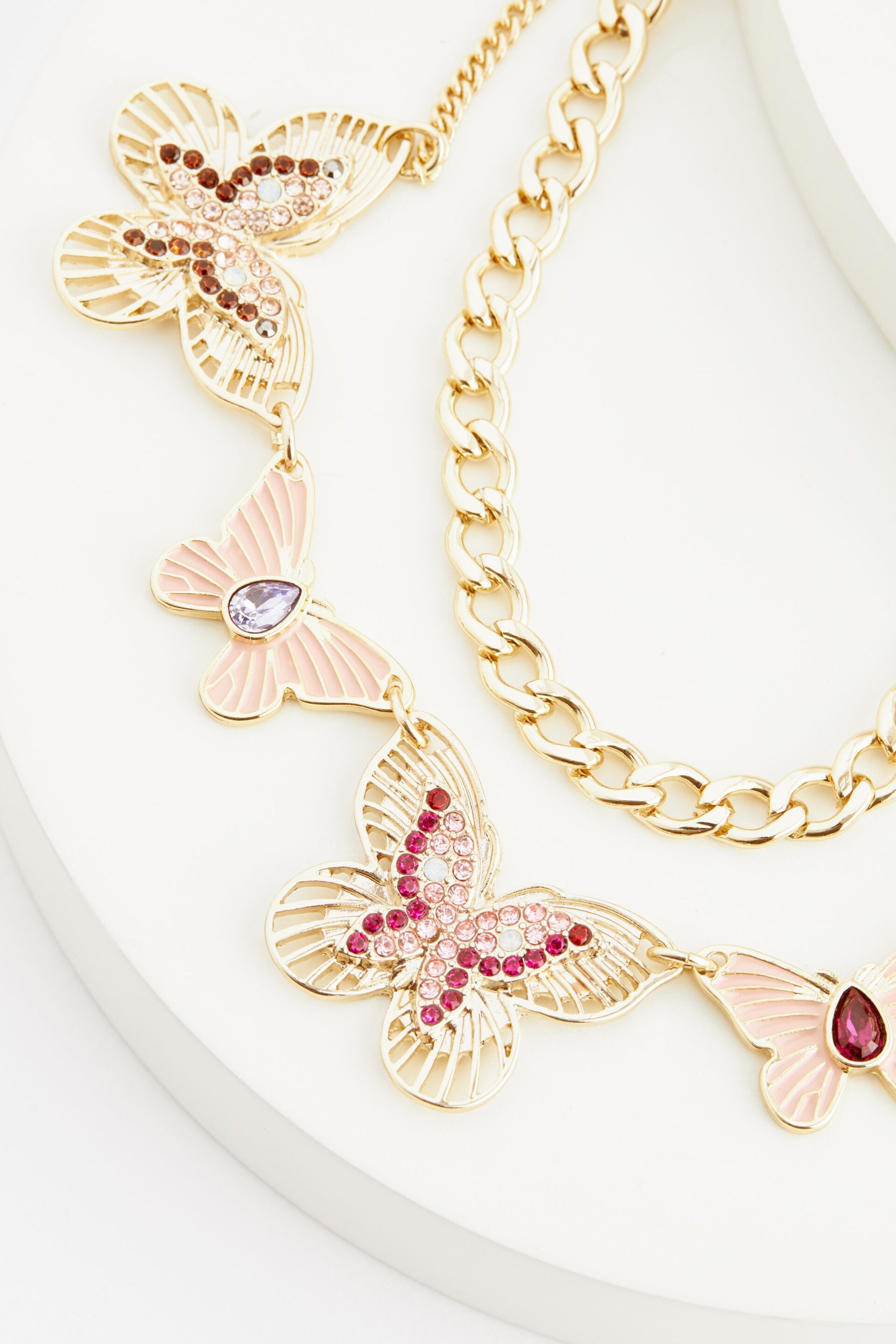 Gold Tone Butterfly Statement Necklace - Image 5 of 5