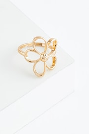 Gold Tone Open Flower Statement Ring - Image 3 of 3