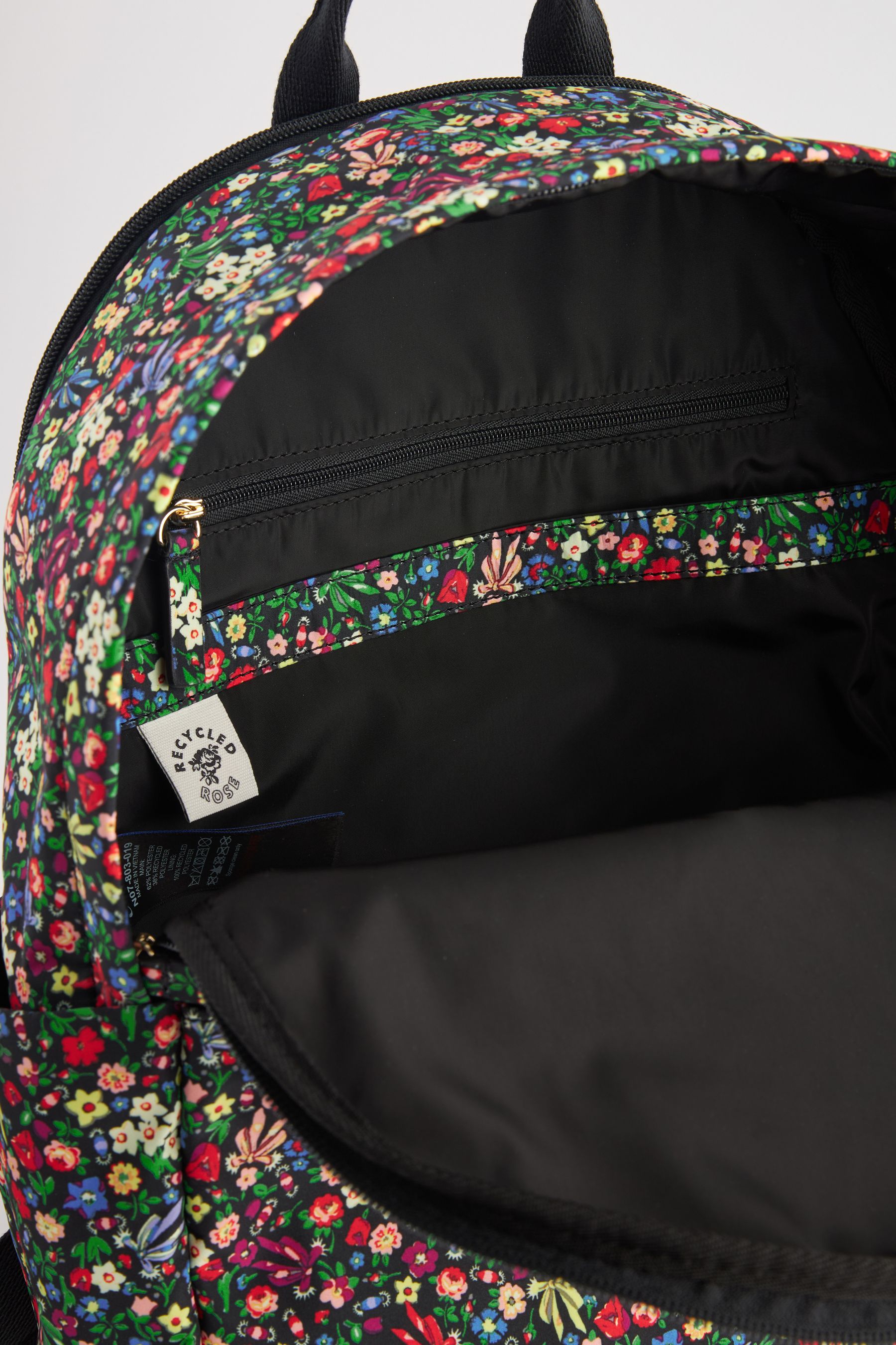 Cath Kidston Black Ditsy Floral Compact Backpack onesize Womens