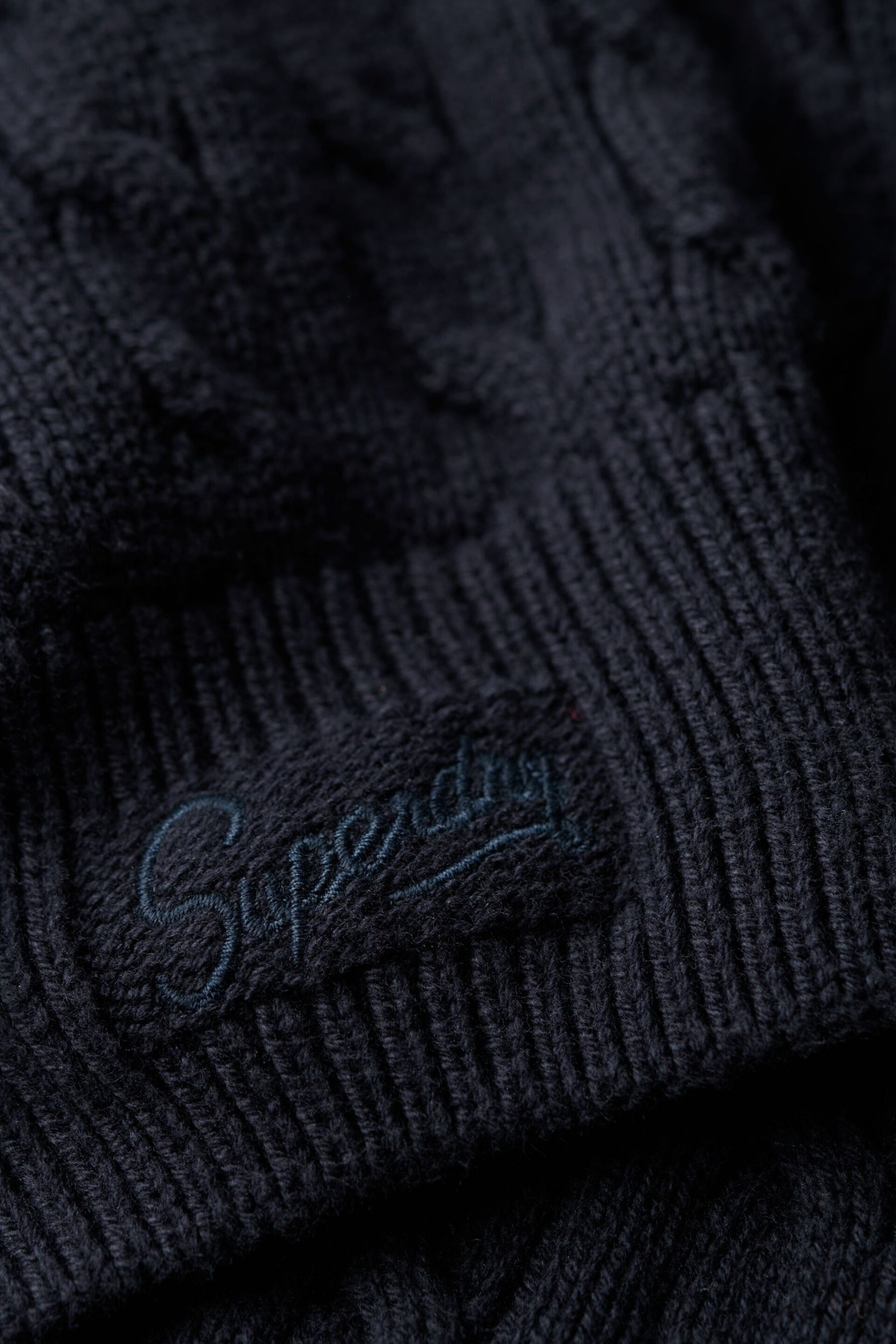 Superdry Blue Oversized V-Neck Cable Knit Jumper - Image 5 of 5