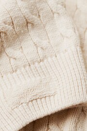 Superdry Cream Oversized V-Neck Cable Knit Jumper - Image 5 of 5