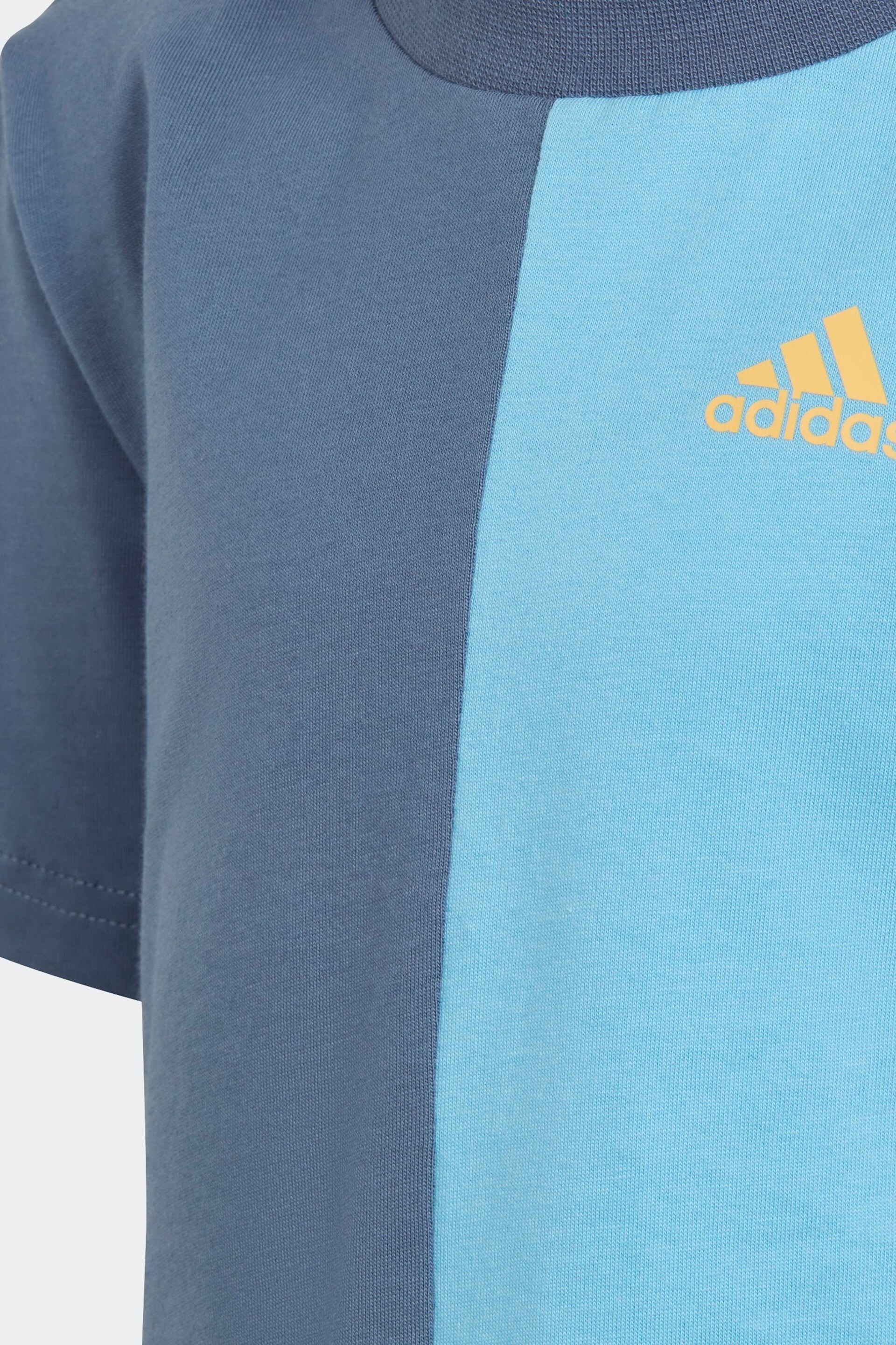 adidas Blue Sportswear T-Shirt and Shorts Set - Image 10 of 11